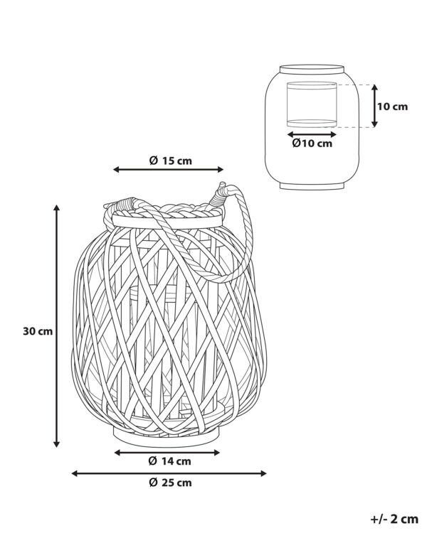 Lantaarn MAURITIUS Wilgenhout 30 cm Zwart - Image 2